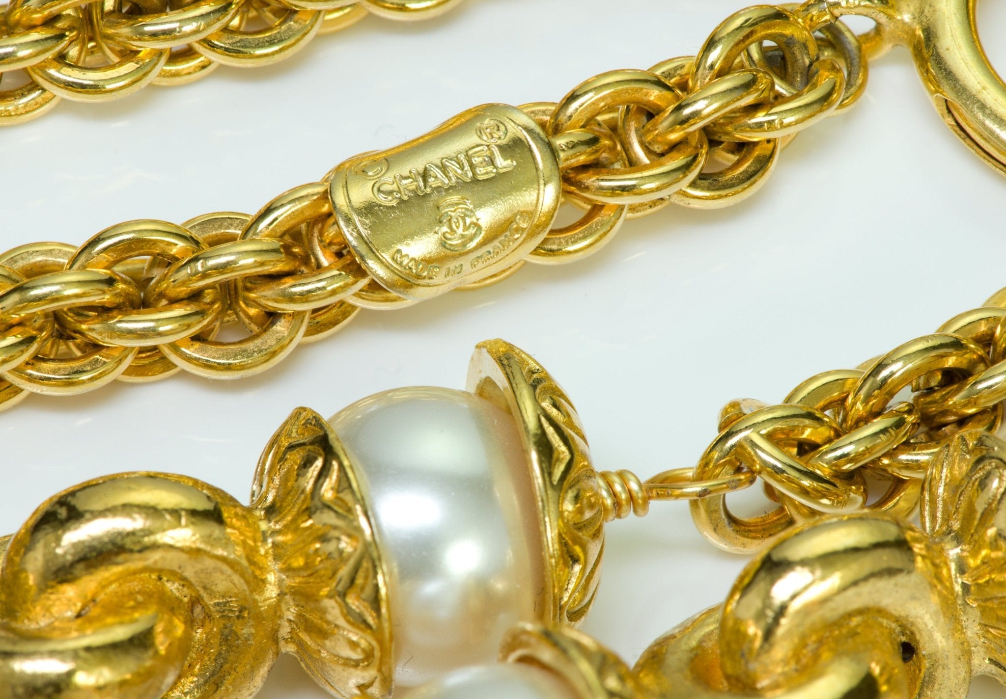 Chanel Gold Plated Pearl Sautoir Necklace
