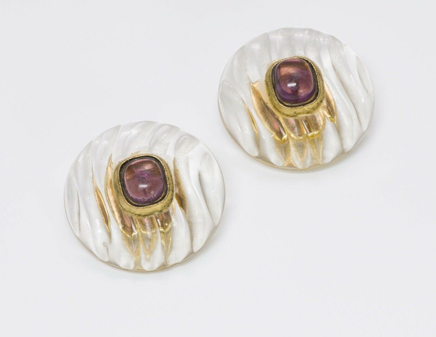 Chanel Gripoix Glass Lucite Earrings - DSF Antique Jewelry