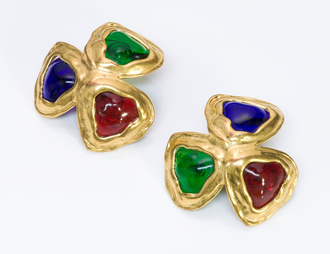 Chanel Gripoix Green Blue Red Earrings - DSF Antique Jewelry