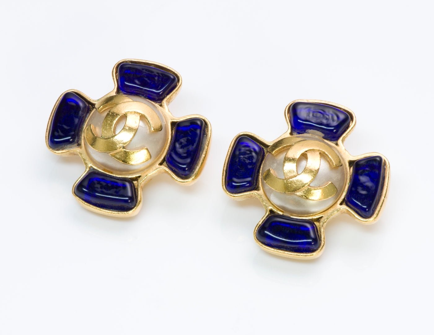 Chanel Gripoix Maltese Cross Earrings - DSF Antique Jewelry
