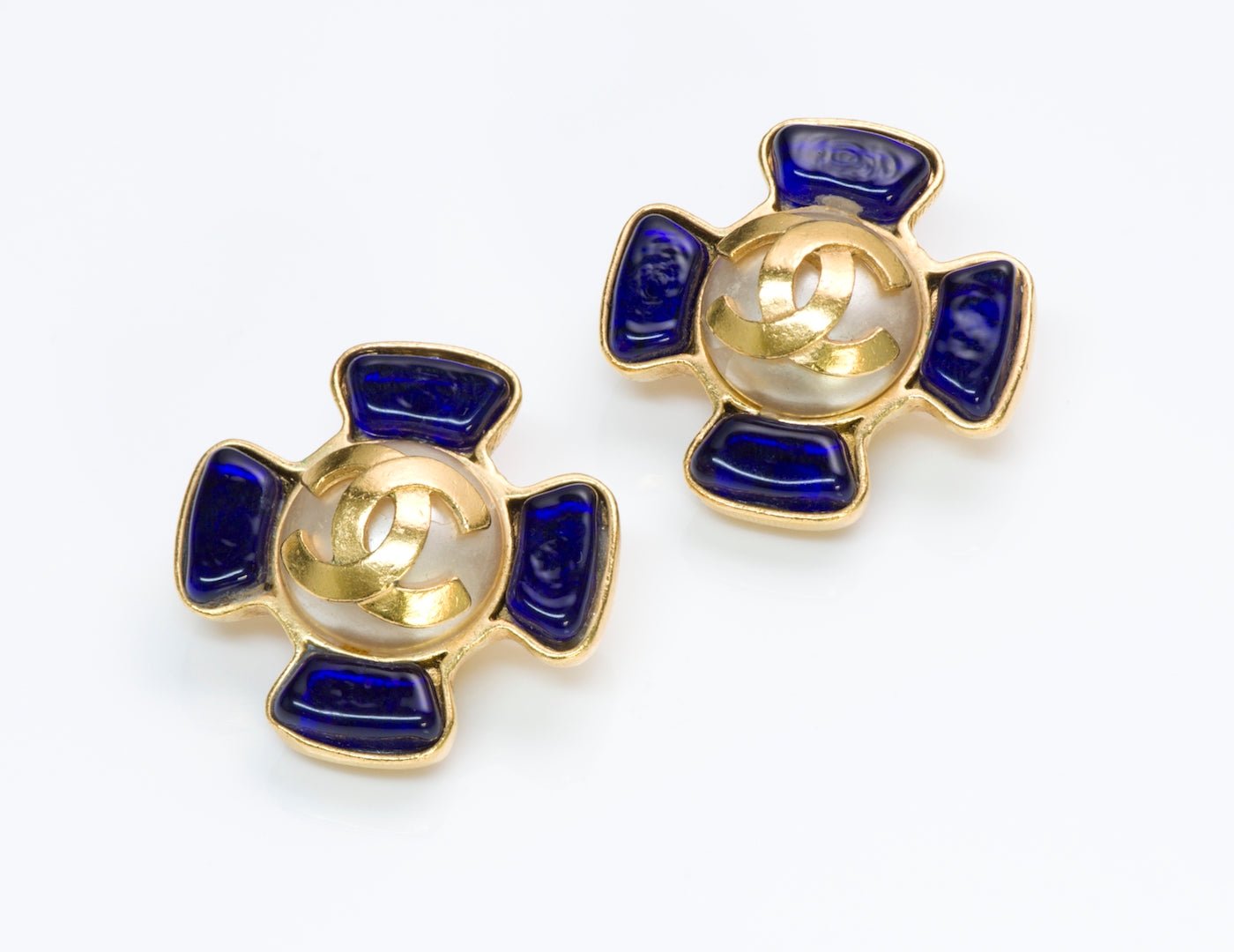 Chanel Gripoix Maltese Cross Earrings
