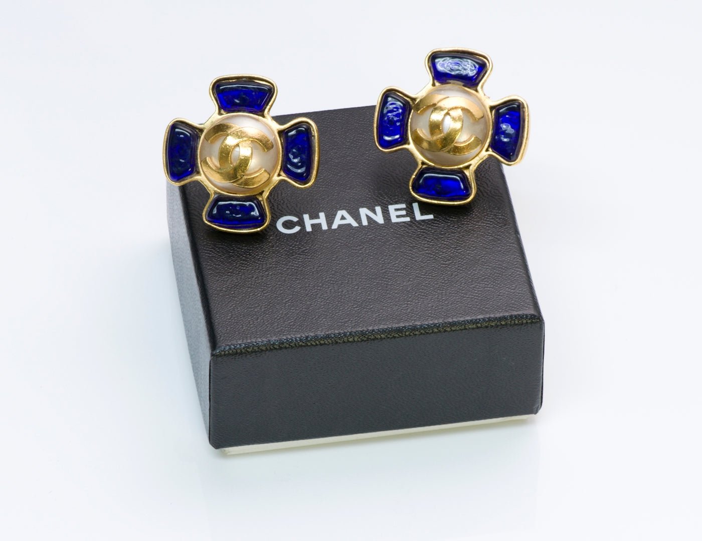 Chanel Gripoix Maltese Cross Earrings