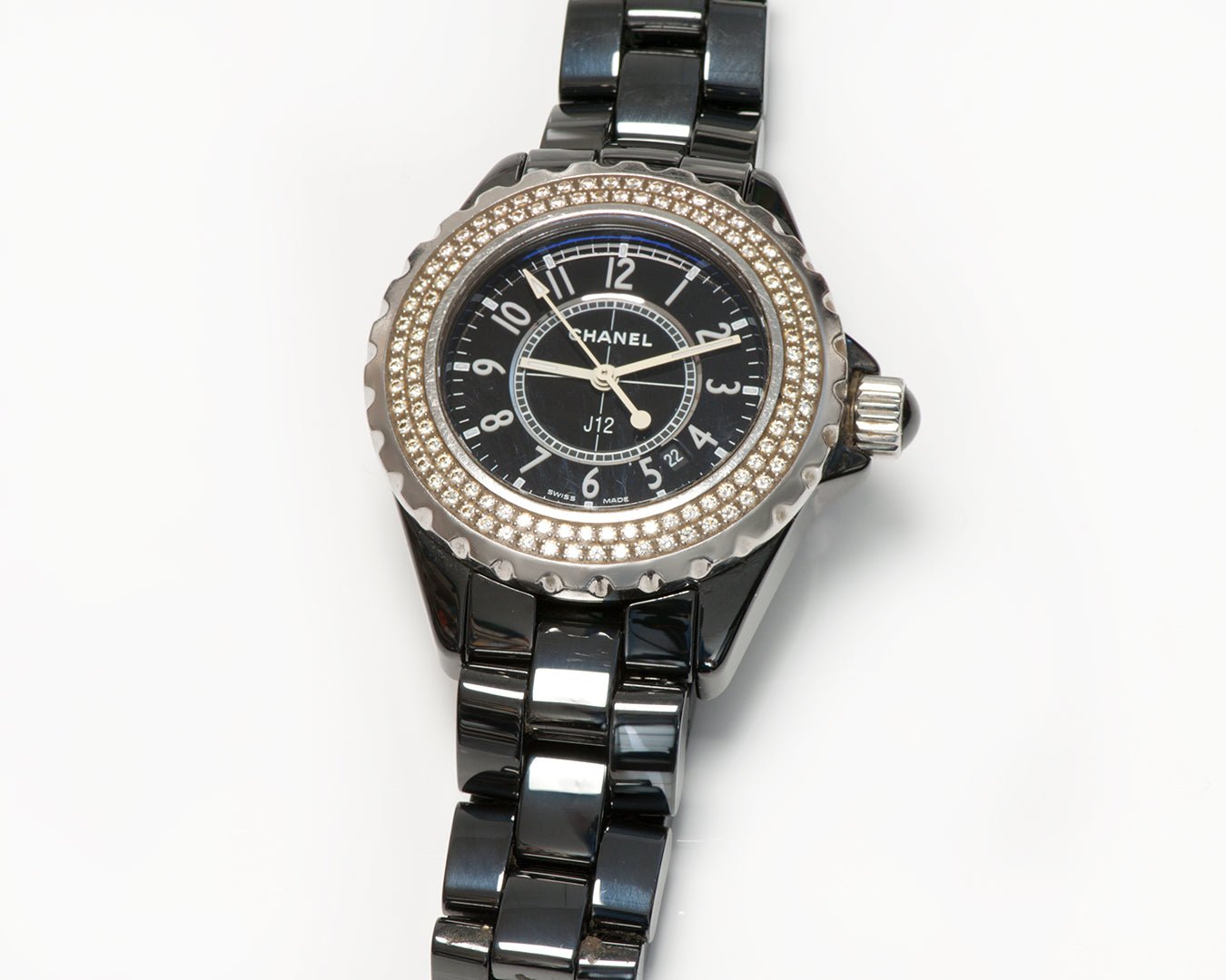 Chanel J12 Diamond Bezel Black Ceramic Ladies Watch