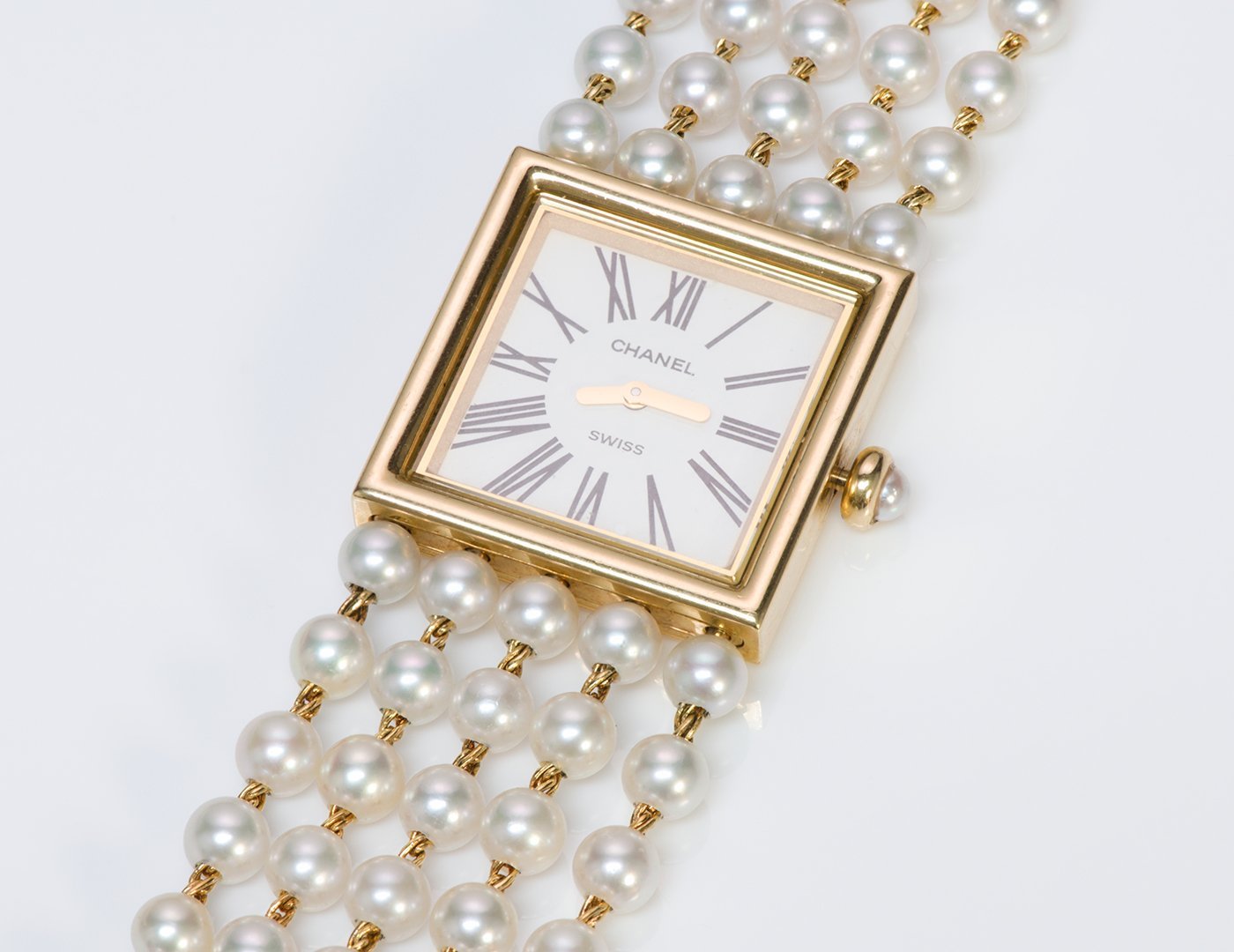 Chanel Mademoiselle 18K Gold Akoya Pearl Watch - DSF Antique Jewelry