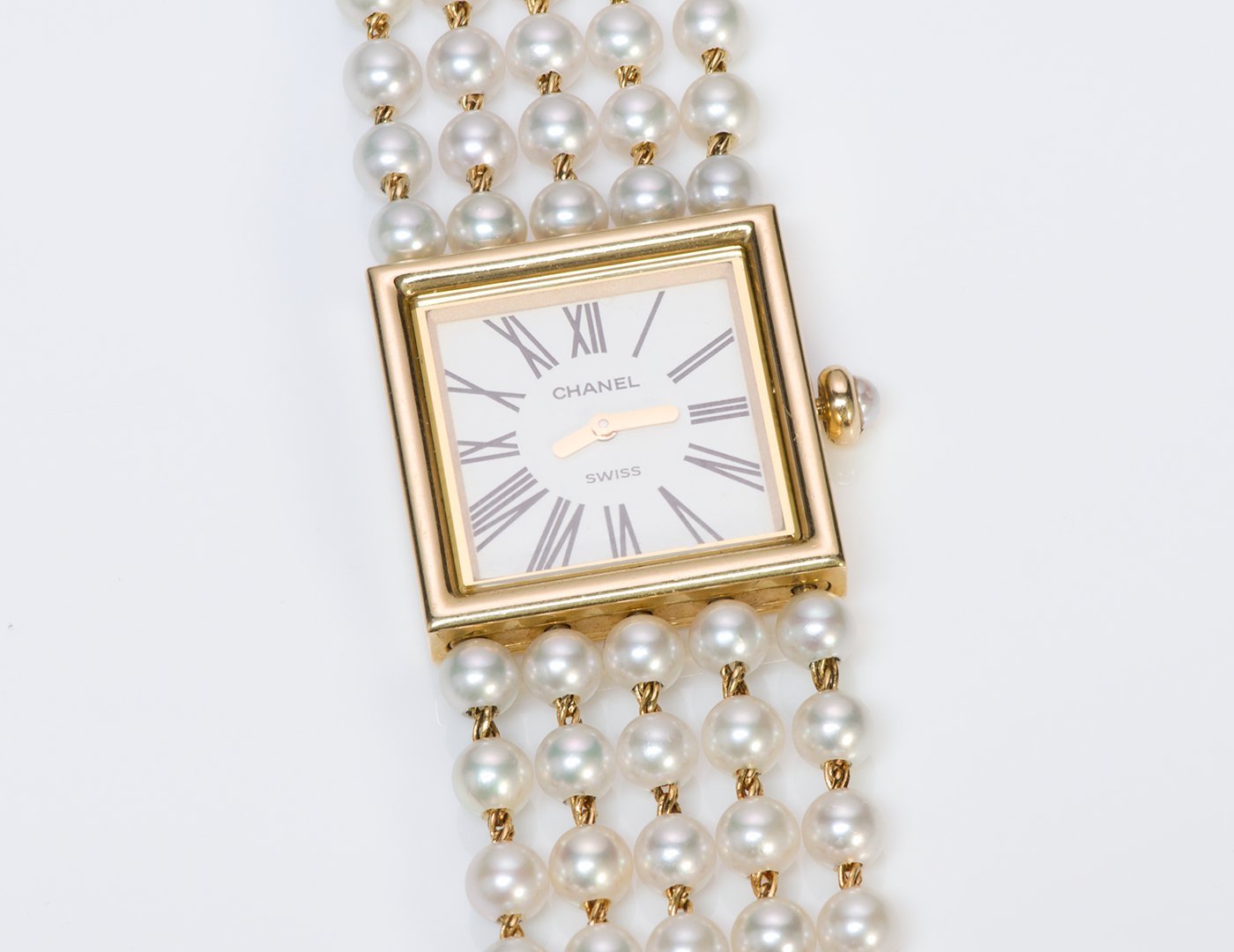 Chanel Mademoiselle 18K Gold Akoya Pearl Watch