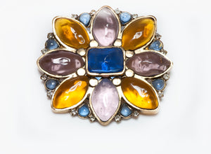 CHANEL Maison Gripoix 1950’s Blue Glass Camellia Flower Brooch