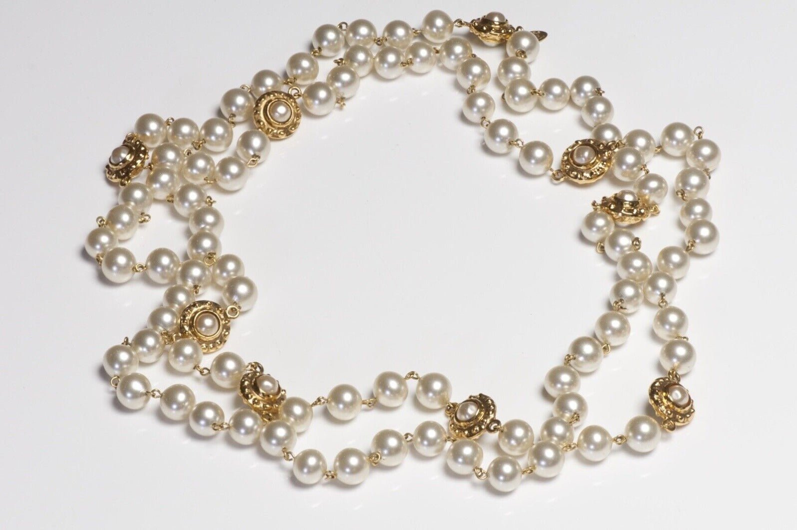 CHANEL Paris 1980’s Byzantine Style Extra Long Pearl Sautoir Necklace