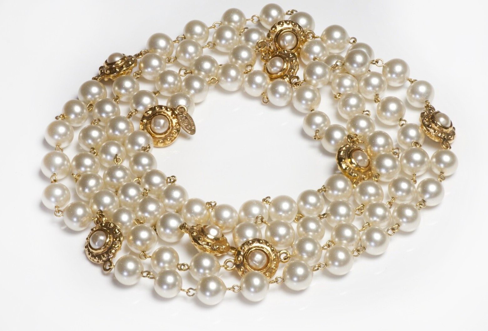 CHANEL Paris 1980’s Byzantine Style Extra Long Pearl Sautoir Necklace - DSF Antique Jewelry