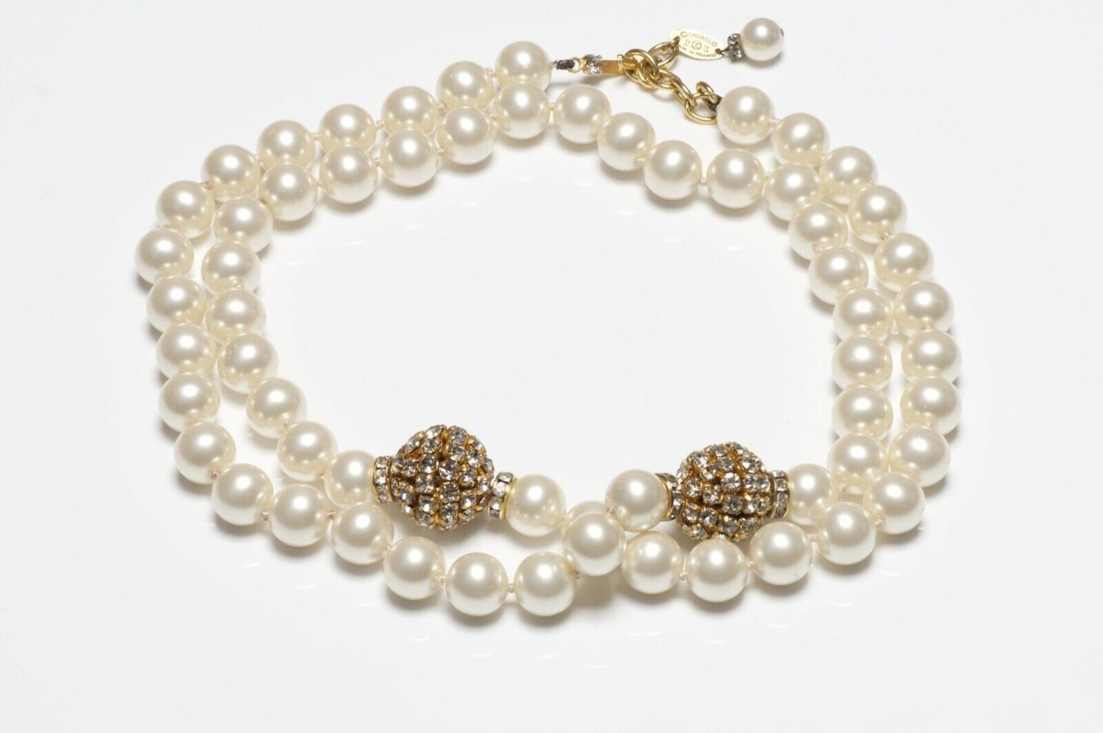 CHANEL Paris 1980’s Crystal Pearl Strand Necklace