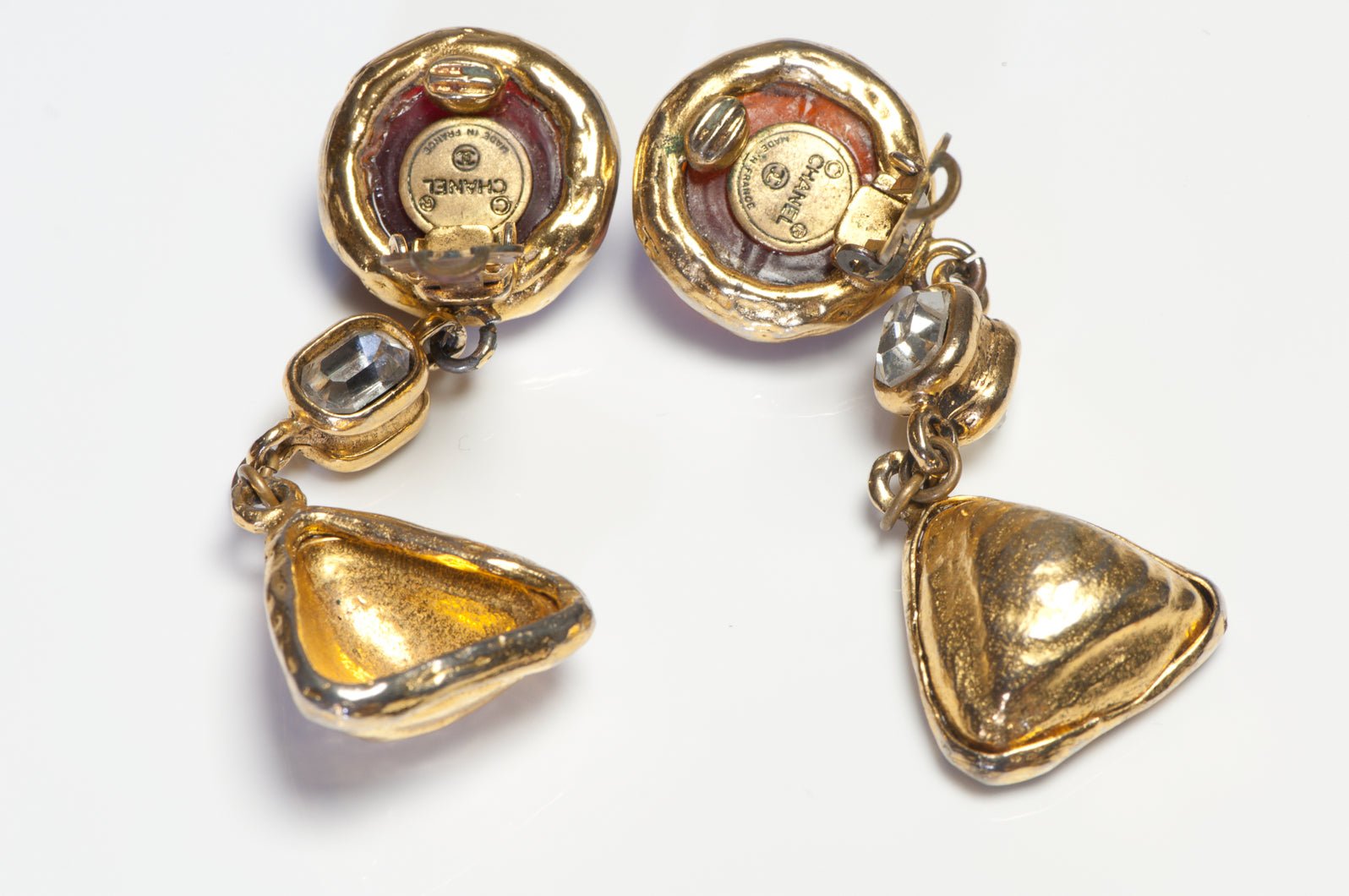 Chanel Paris 1980's Maison Gripoix Amber Glass Byzantine Style Earrings