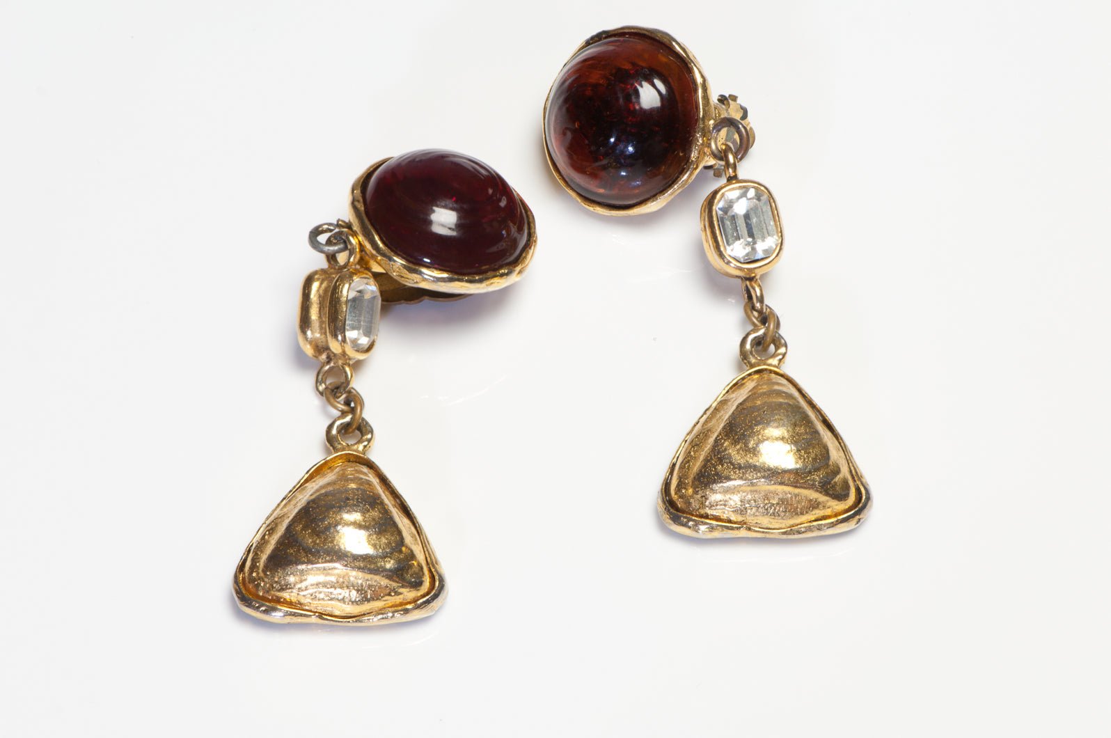 Chanel Paris 1980's Maison Gripoix Amber Glass Byzantine Style Earrings - DSF Antique Jewelry