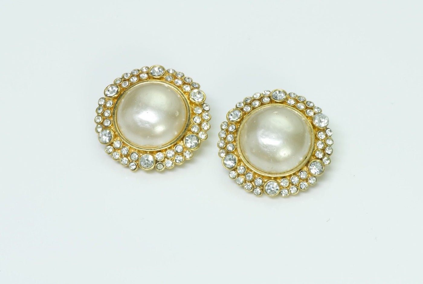 Chanel Paris 1980’s Pearl Crystal Earrings - DSF Antique Jewelry