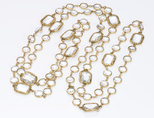 Chanel Paris 1981 Clear Crystal Sautoir Chiclet Necklace