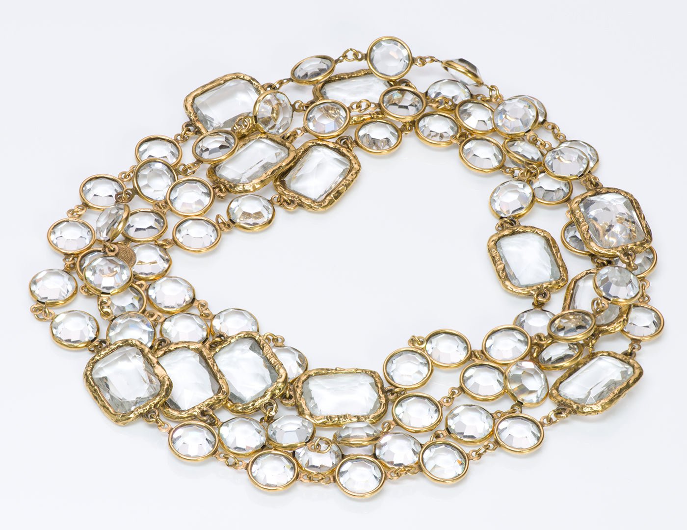 Chanel Paris 1981 Clear Crystal Sautoir Chiclet Necklace