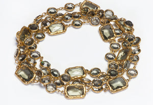 CHANEL Paris 1981 Smoky Quartz Color Crystal Chain Chicklet Sautoir Necklace