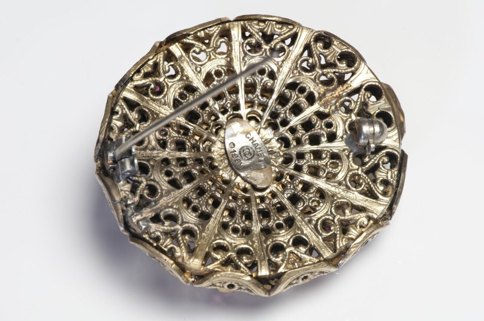 CHANEL Paris 1984 Byzantine Style Maison Gripoix Glass Brooch - DSF Antique Jewelry