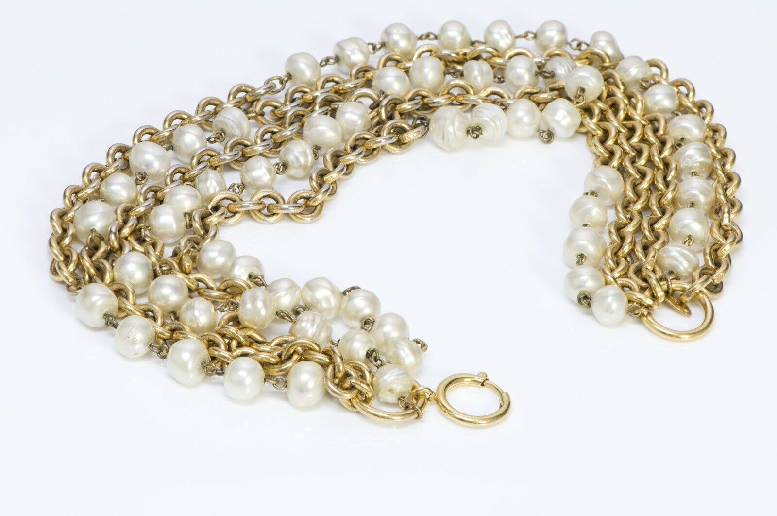 CHANEL Paris 1984 Pearl Multi Strand Chain Necklace - DSF Antique Jewelry