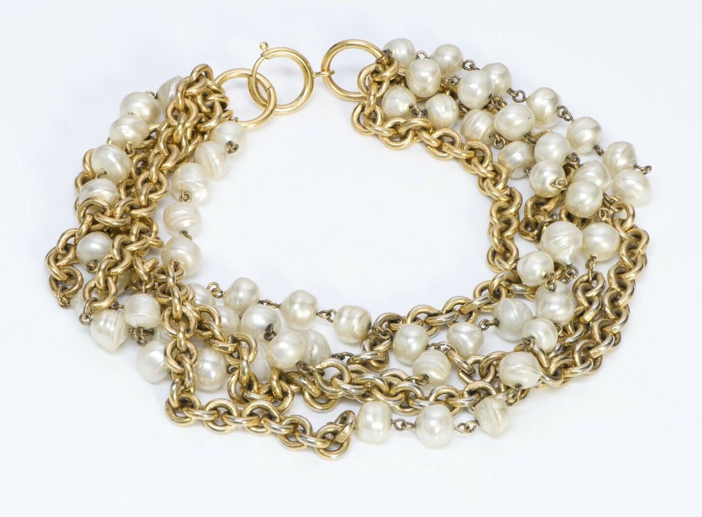 CHANEL Paris 1984 Pearl Multi Strand Chain Necklace