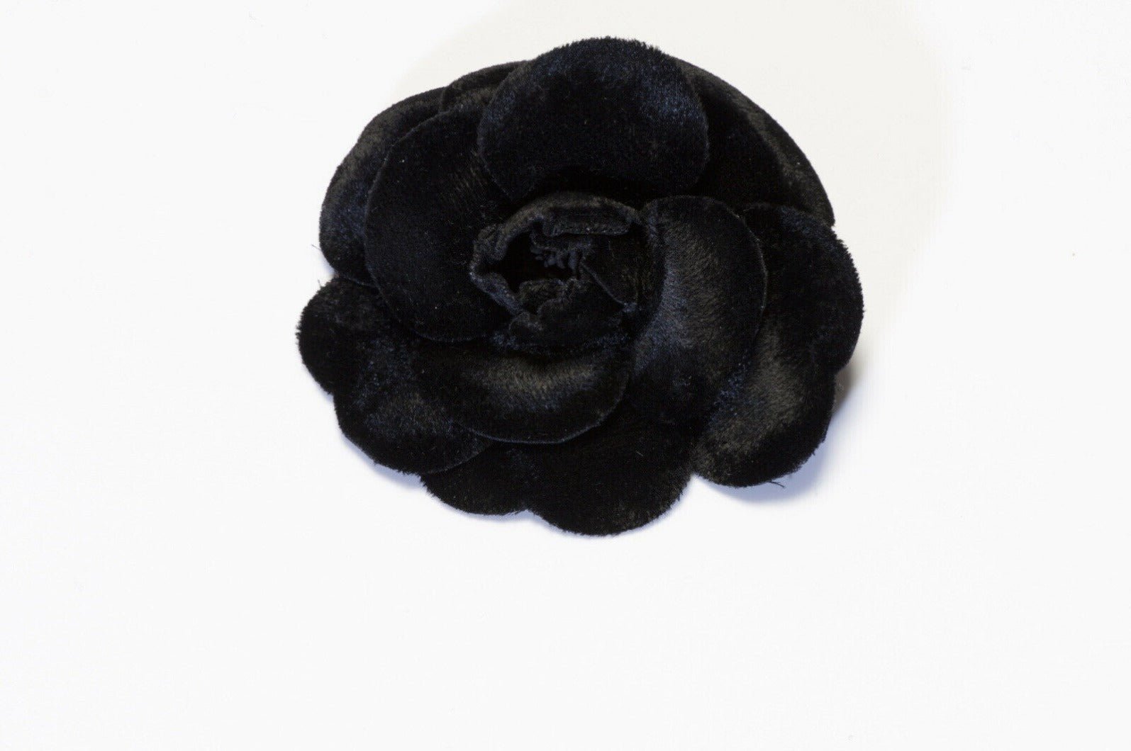 CHANEL Paris 1990’s Black Velvet Camellia Flower Brooch