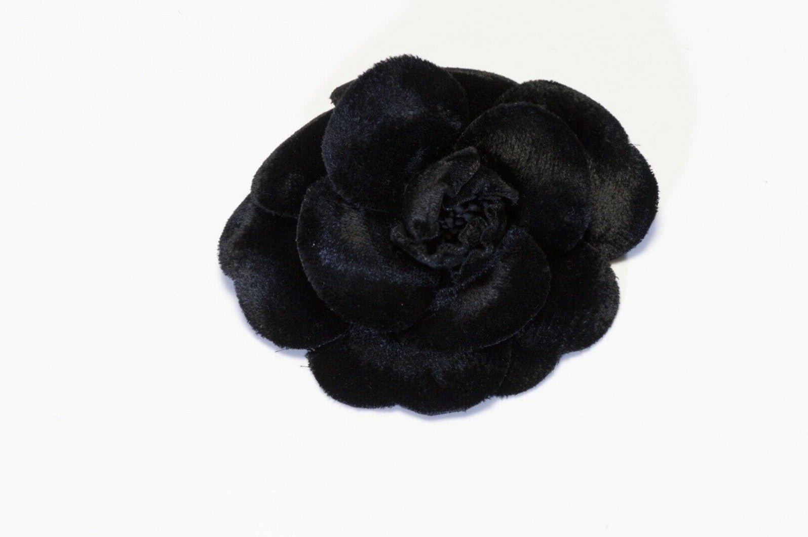 CHANEL Paris 1990’s Black Velvet Camellia Flower Brooch - DSF Antique Jewelry