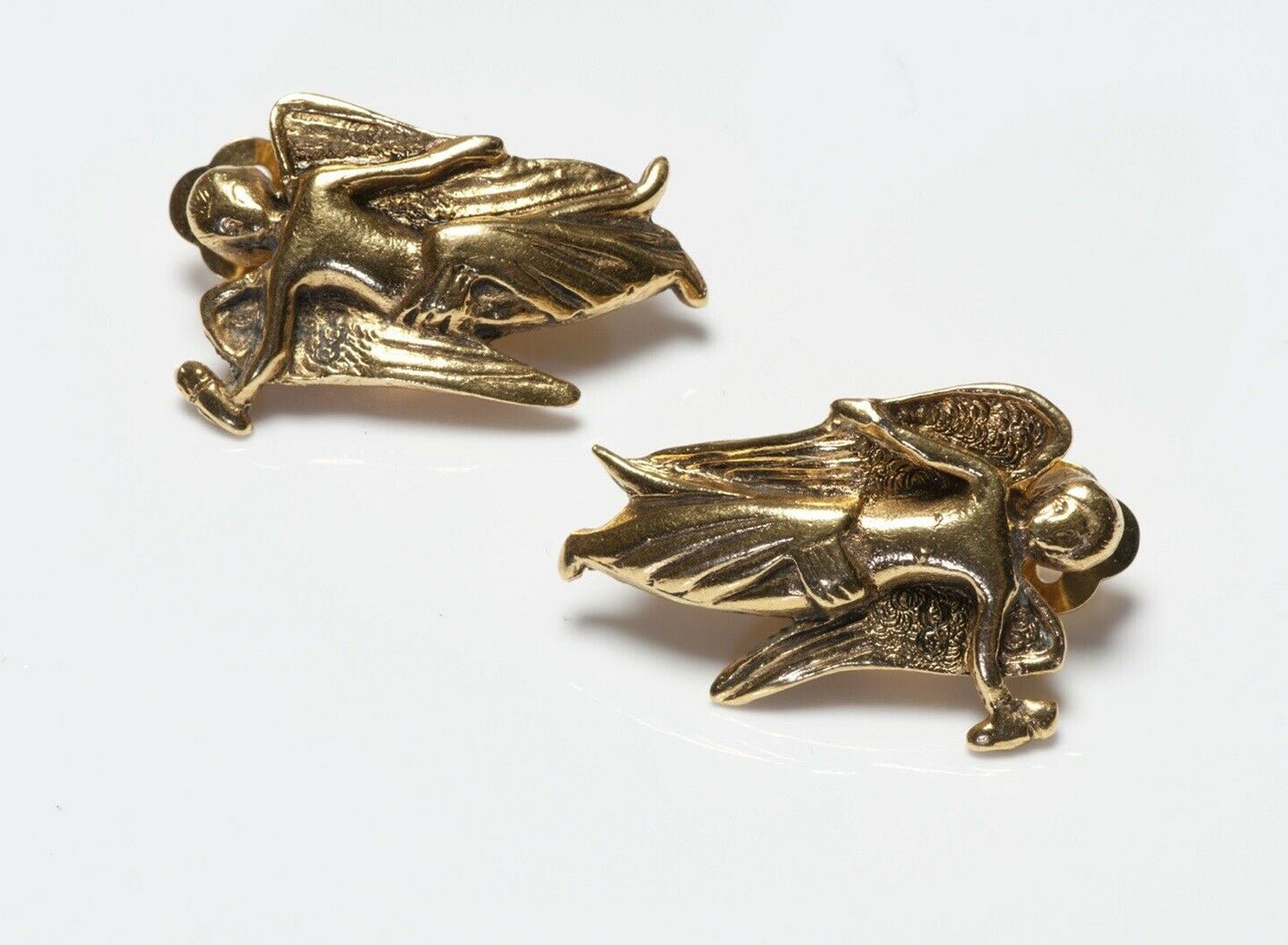 CHANEL Paris 1990’s Gold Plated Angel Earrings