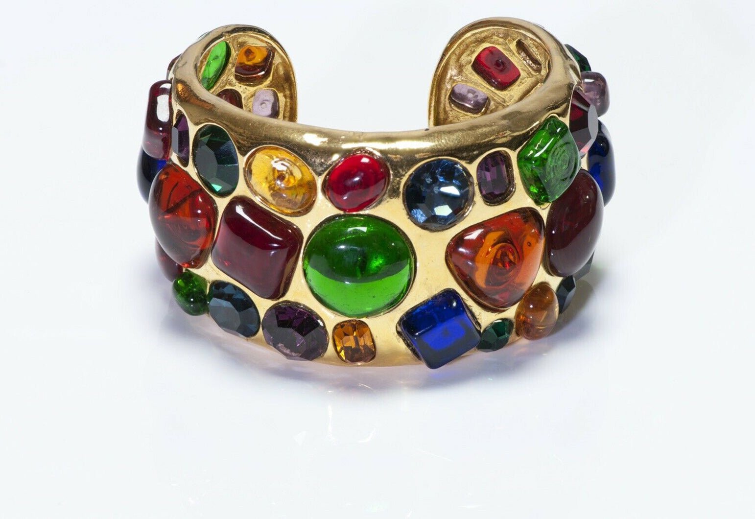 CHANEL Paris 1990’s Maison Gripoix Glass Crystal Cuff Bracelet - DSF Antique Jewelry