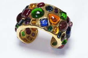 CHANEL Paris 1990’s Maison Gripoix Glass Crystal Cuff Bracelet
