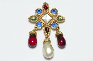 CHANEL Paris 1990's Maison Gripoix Glass Pearl Drop Brooch