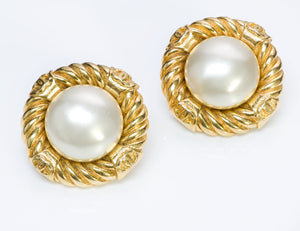 Chanel Paris CC 1970’s Rope Pearl Earrings