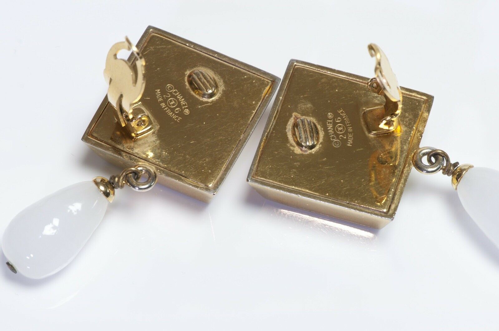 CHANEL Paris CC 1990’s Maison Gripoix Glass Drop Geometric Earrings