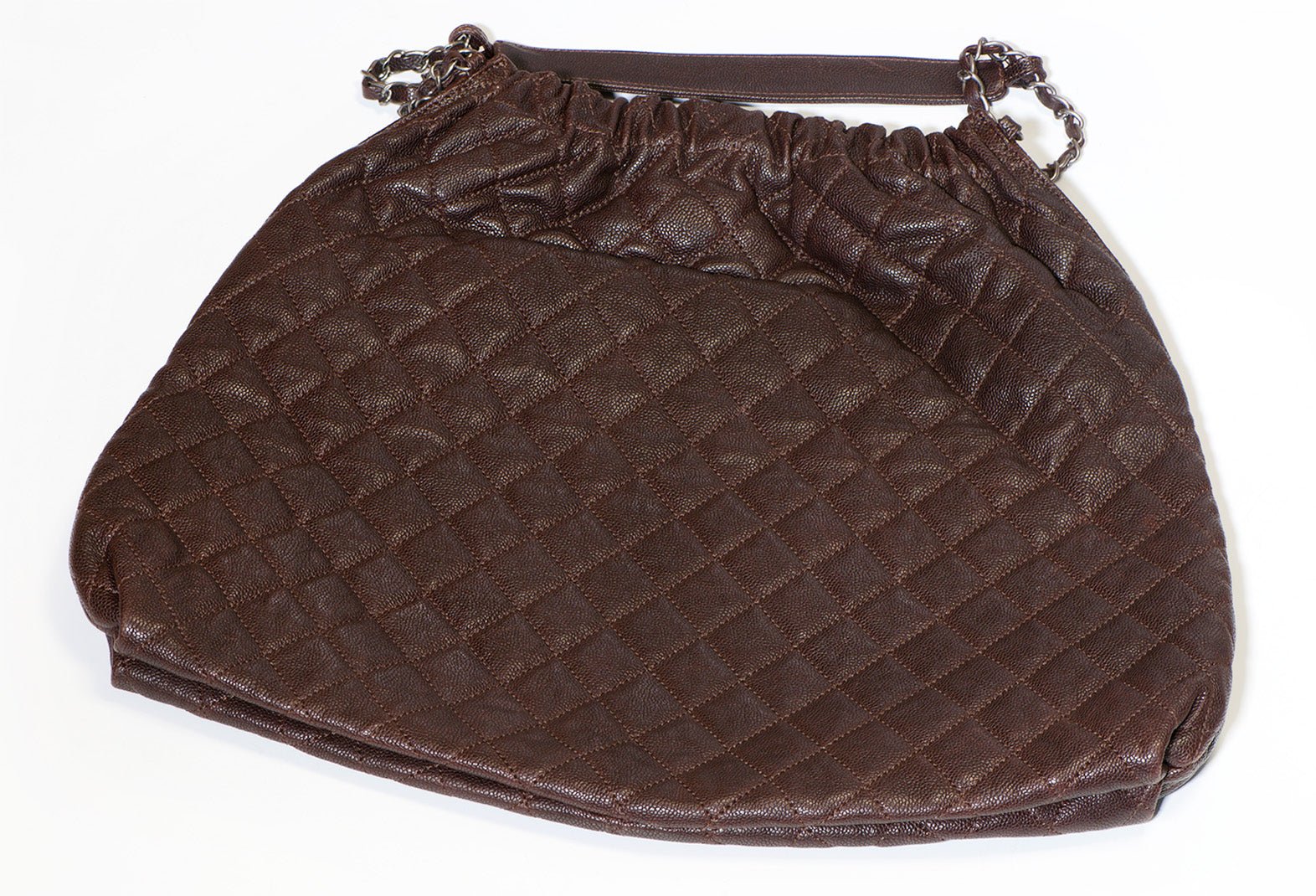 Chanel Paris CC Brown Caviar Quilted Leather Large Hobo Shoulder Bag