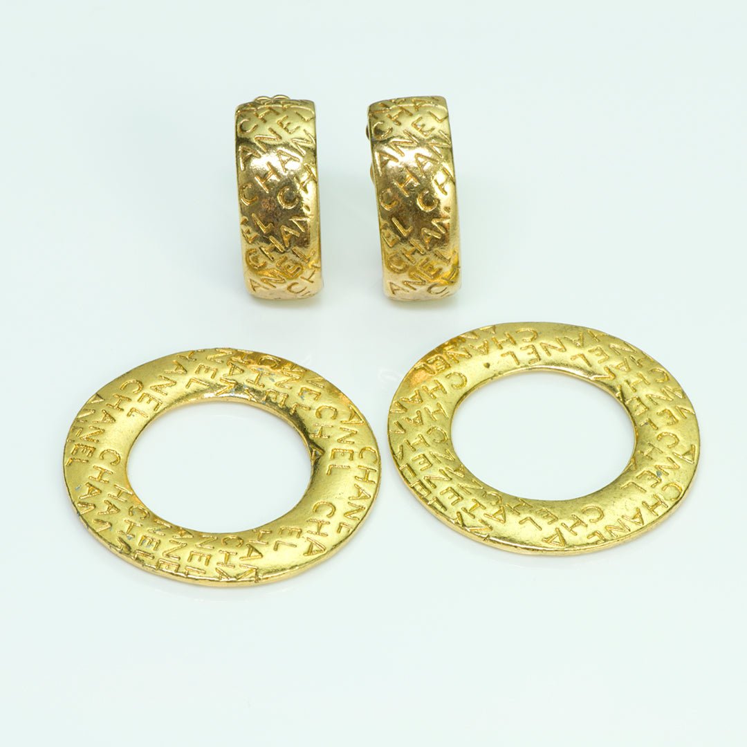 Chanel Paris CC Gold Plated Hoop Earrings
