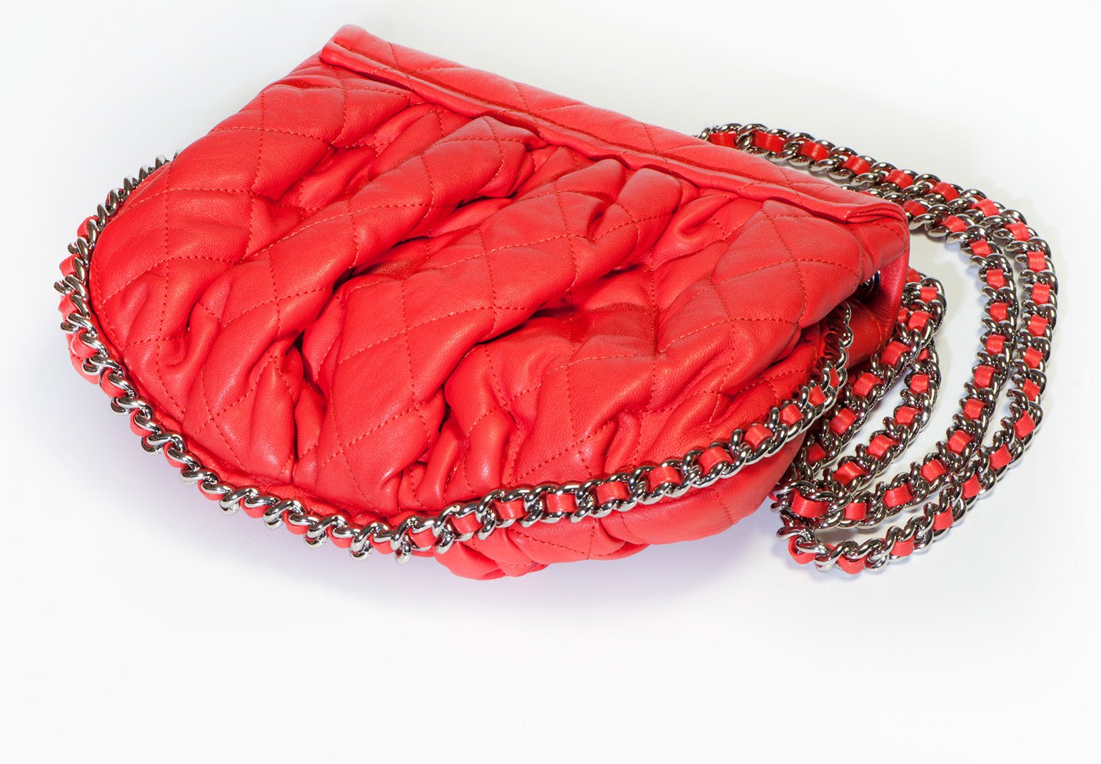 Chanel Paris CC Red Quilted Leather Chain Around Crossbody Bag