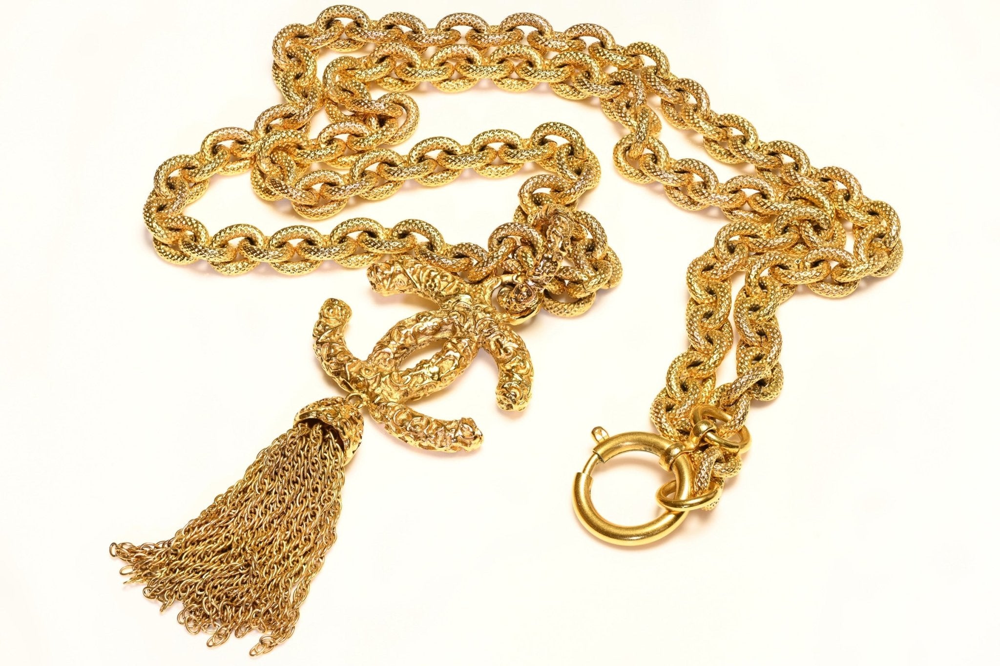 Chanel Paris Fall 1993 Lava Collection CC Tassel Chain Pendant Necklace