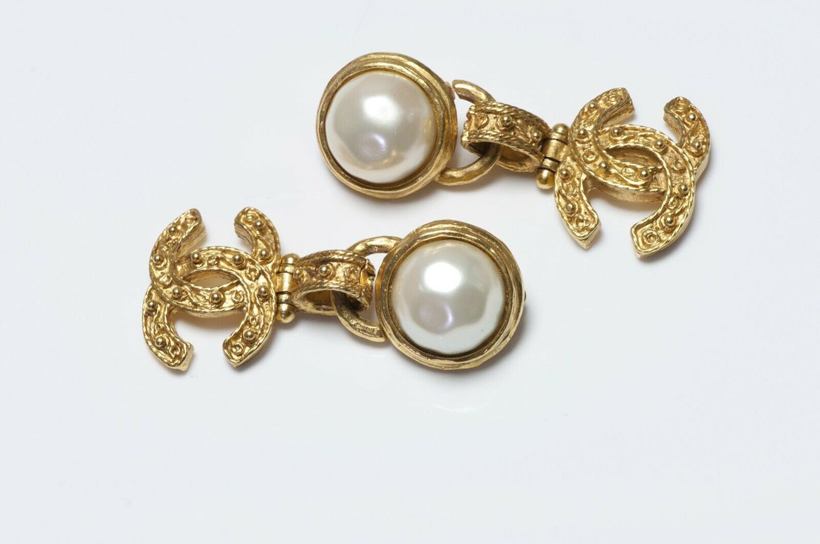 CHANEL Paris Fall 1994 CC Pearl Byzantine Style Earrings