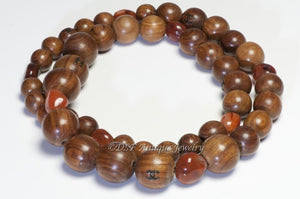 CHANEL Paris Fall 1998 Brown Wood Agate CC Beads Necklace