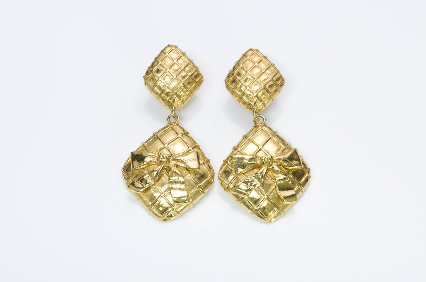 Chanel Paris Quilted Bow Earrings