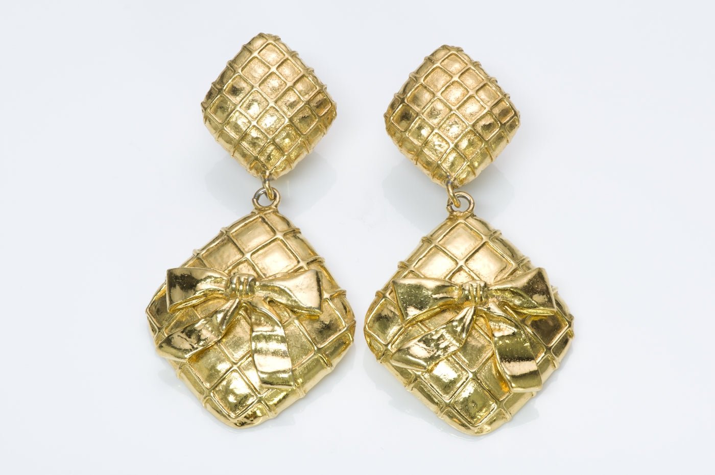 Chanel Paris Quilted Bow Earrings - DSF Antique Jewelry