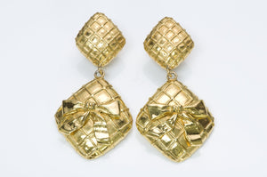 Chanel Paris Quilted Bow Earrings
