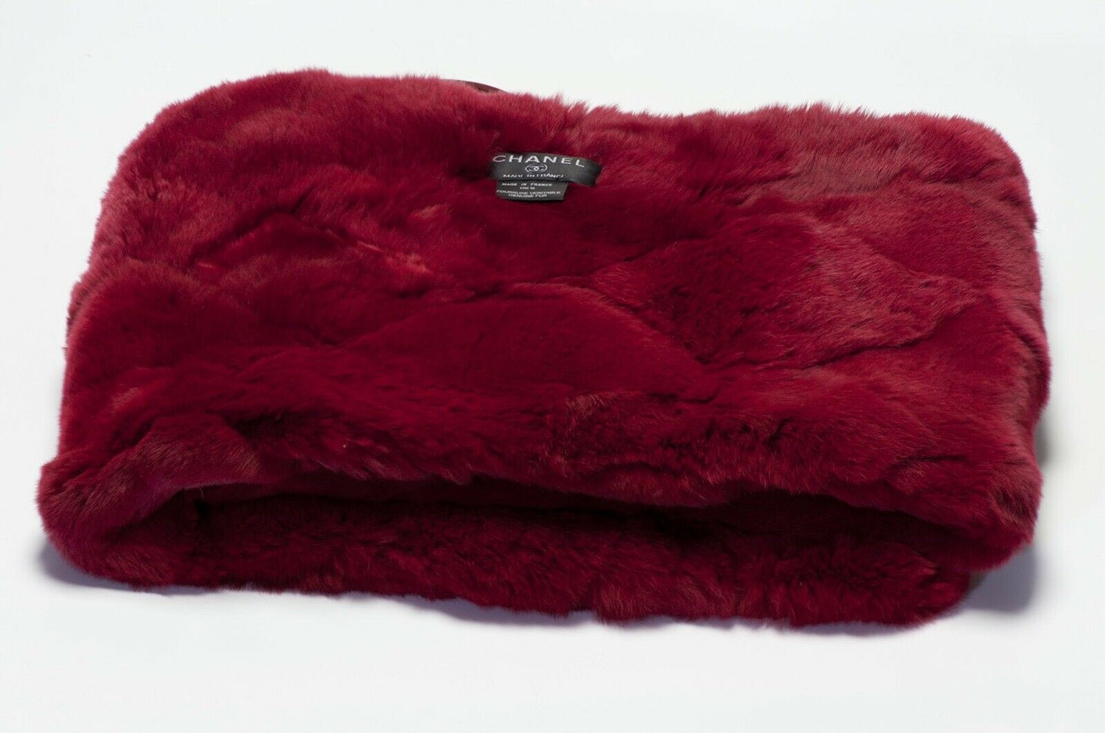 CHANEL Paris Red Orylag Rabbit Fur Women’s Stole Scarf