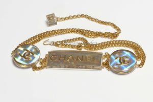CHANEL Paris Spring 1997 CC Holographic Lucite Charm Chain Belt