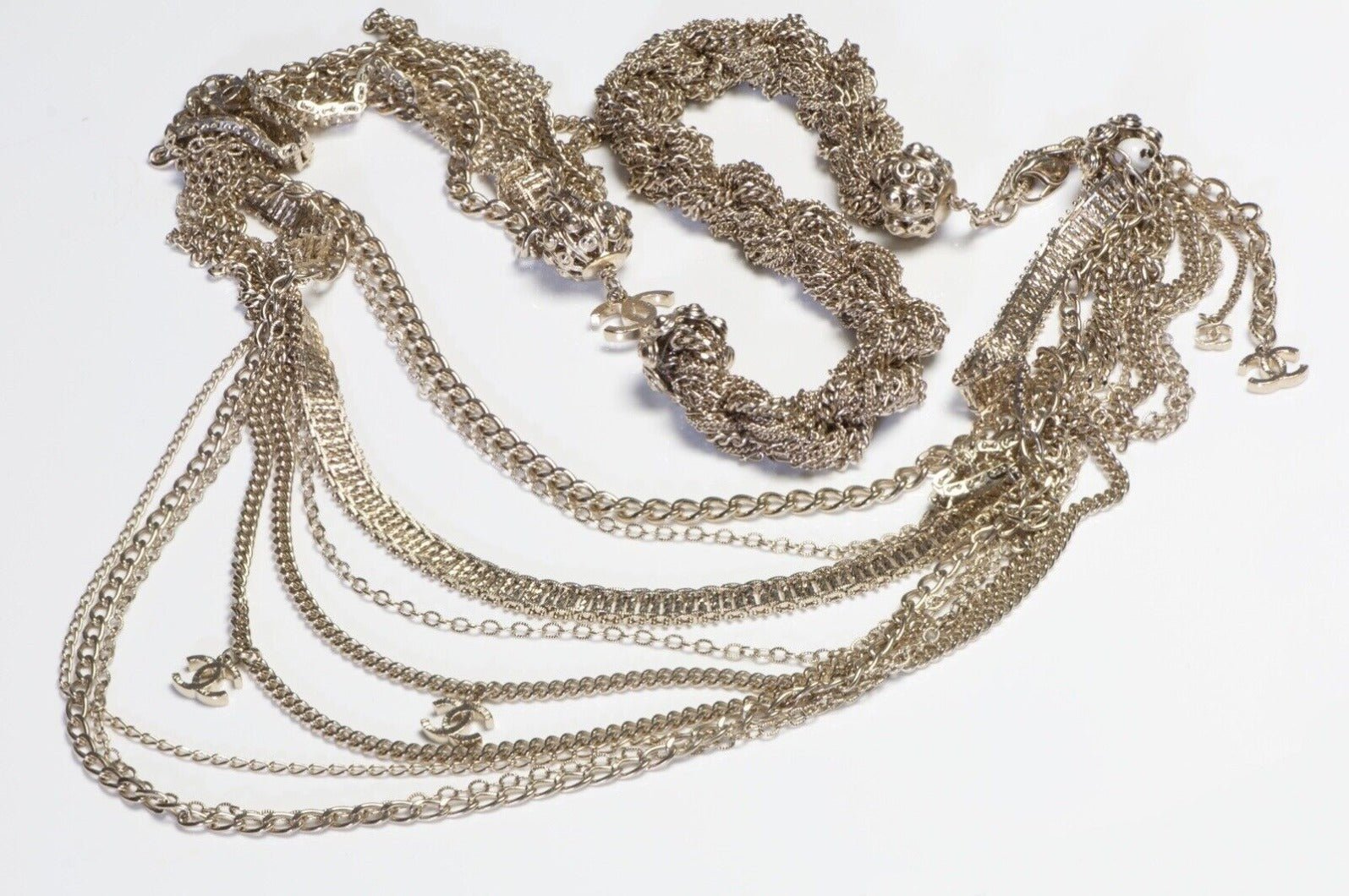 CHANEL Paris Spring 2009 Champagne Gold Multi Strand CC Rope Chain Necklace