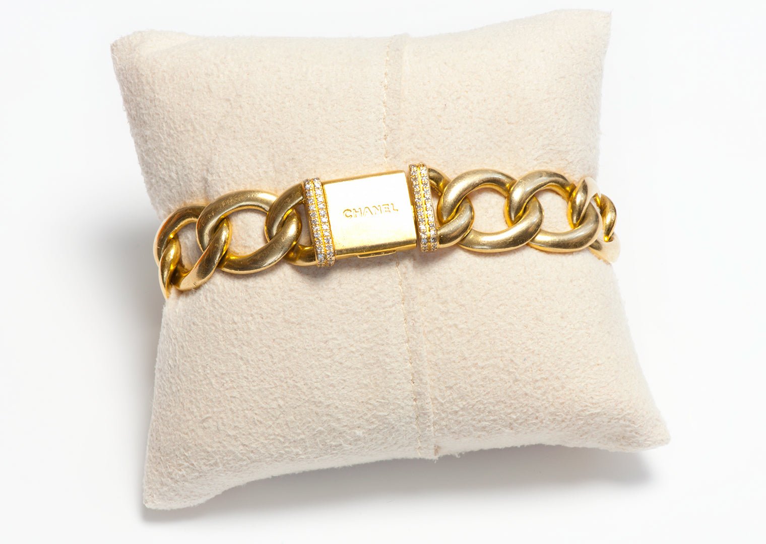 Chanel Premiere 18K Gold Diamond Ladies Chain Link Watch - DSF Antique Jewelry