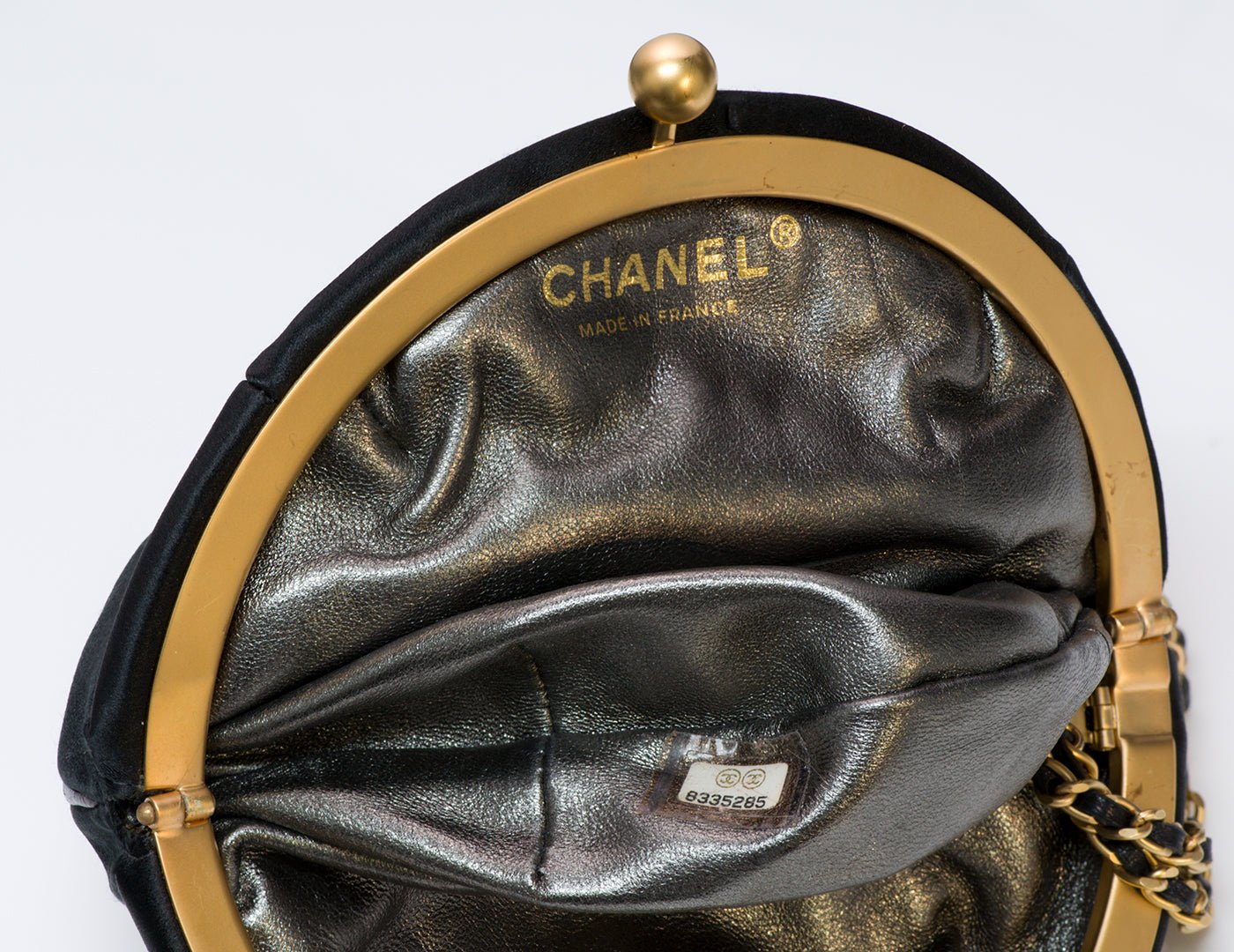 Chanel Satin Beaded Crystal Round Clutch Bag