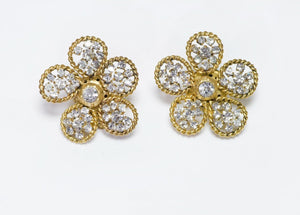 CHANEL Vintage 1983 Crystal Camellia Flower Earrings