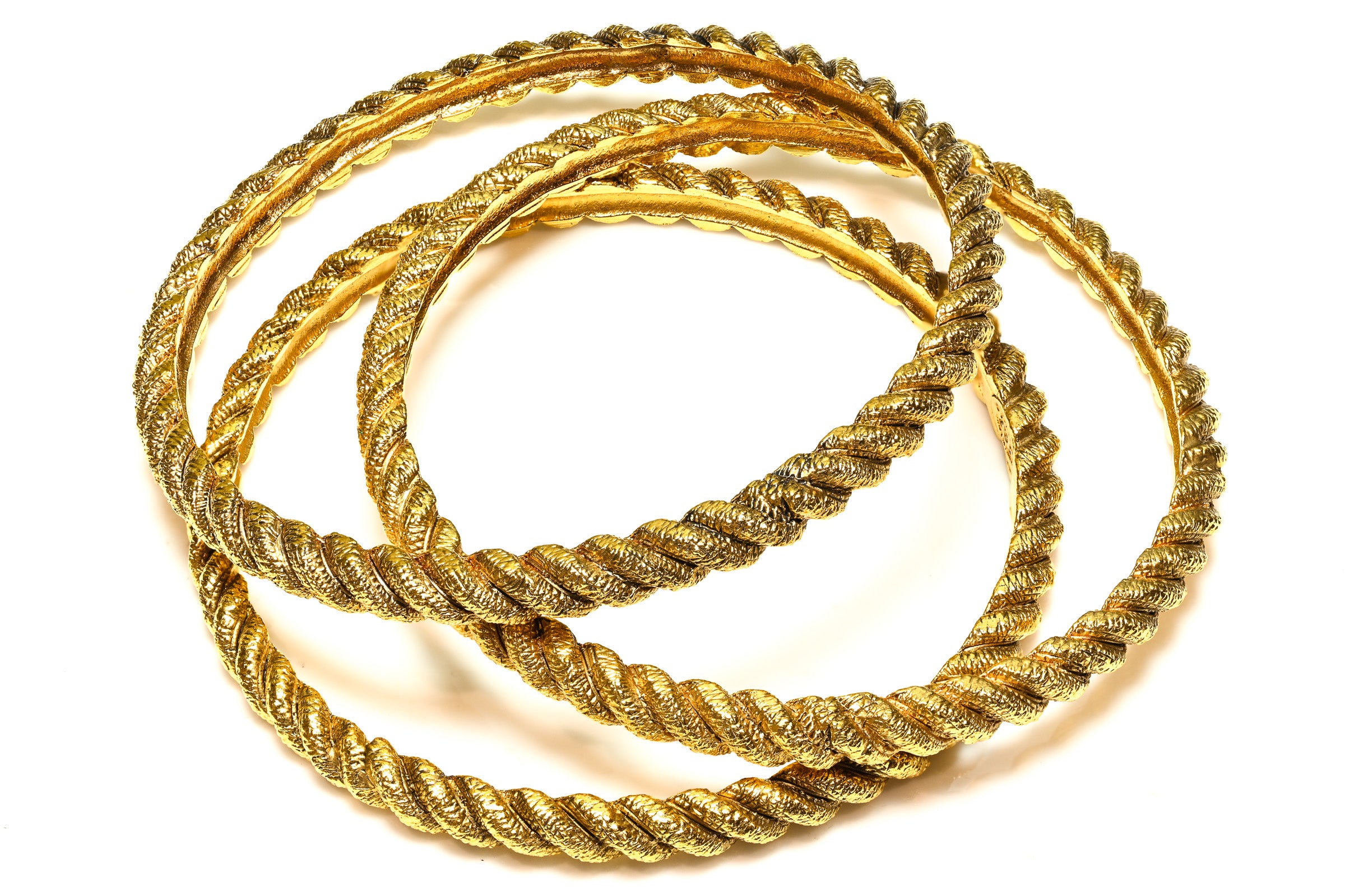 Vintage Chanel Paris Gold Plated Twist Bangles Set
