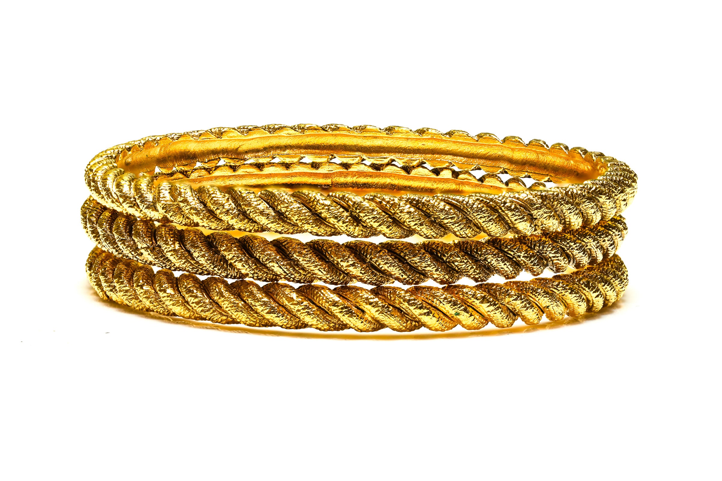 Vintage Chanel Paris Gold Plated Twist Bangles Set 1