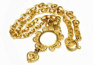 Vintage Chanel Spring 1995 Barbie Heart Magnifying Glass Loop Necklace
