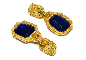 Vintage Chanel 1990 Cobalt Blue Robert Goossens Drop Earrings