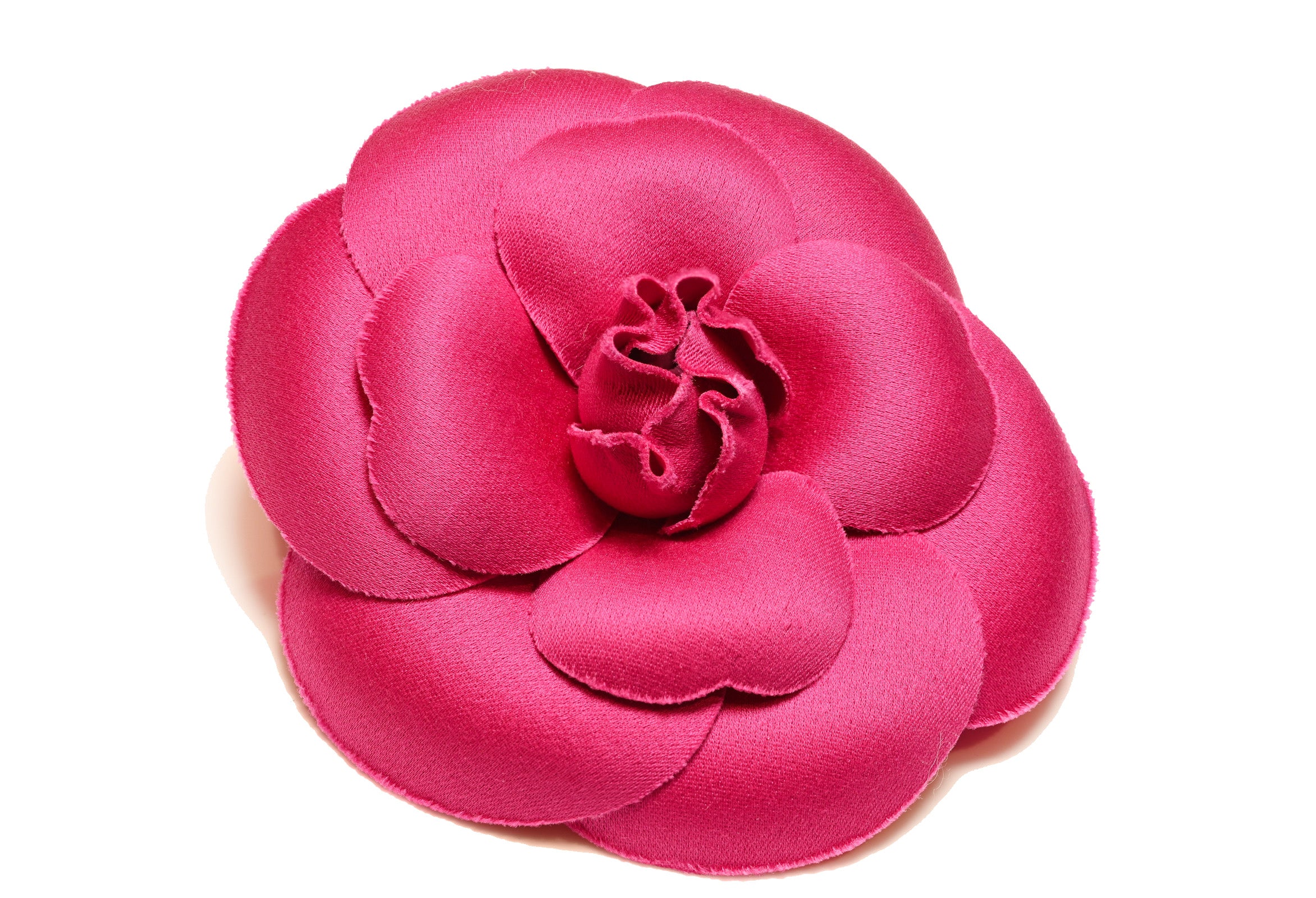 Vintage Chanel Paris Pink Silk Camellia Flower Brooch 1